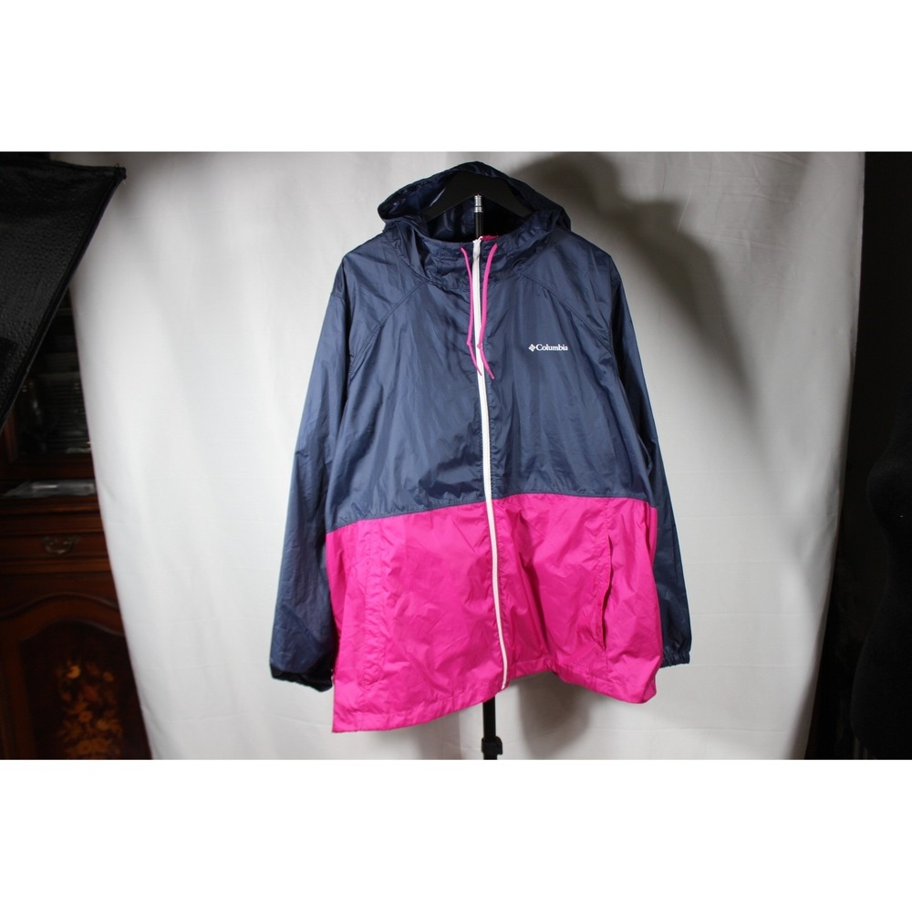 Columbia Womens 3X Flash Forward Windbreaker Jacket Navy Pink XW0355-470